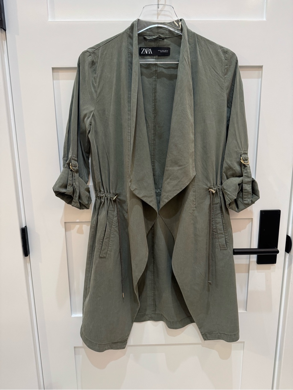 ZARA Olive Green Utility Drape Jacket
